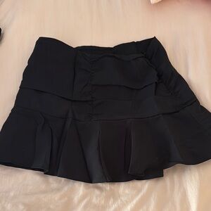 Elegant Black Ruffled Skort